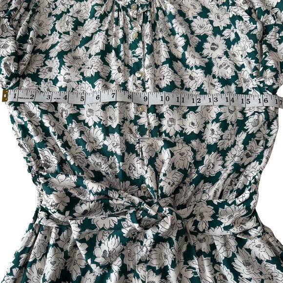 REBECCA TAYLOR Serene Floral Print Romper Elbow Sleeve SZ 4 Green White NWOT - Picture 7 of 10